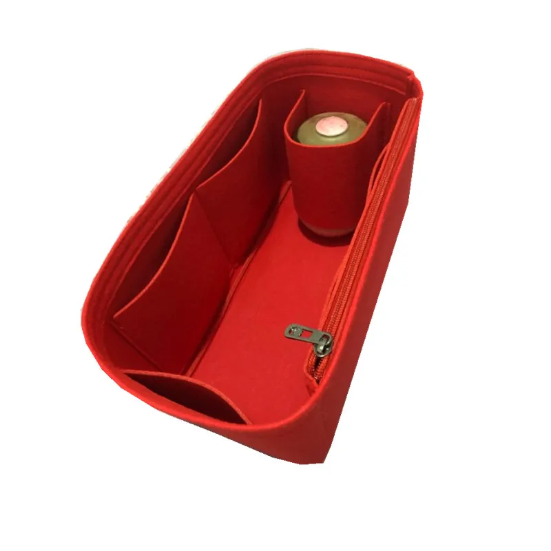 Для эмо большая фетровая сумка-Органайзер для макияжа, сумочка-органайзер для путешествий, внутренняя портативная косметичка, оригинальные сумки для организации - Цвет: RED SIDE-ZIP S
