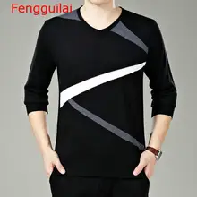 Fengguilai Модный Полосатый узор с v-образным вырезом Pull Homme зима осень теплый кашемировый шерстяной свитер мужской вязаный пуловер рубашка