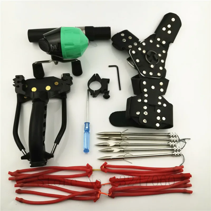 Black Set C Right Мощная Рогатка на рыбалку охоту комплект Pro рыбы съемки стрелка Рогатка на открытом воздухе запуска или на открытом воздухе, для рыбалки, охоты точное - Цвет: Black Set C Right