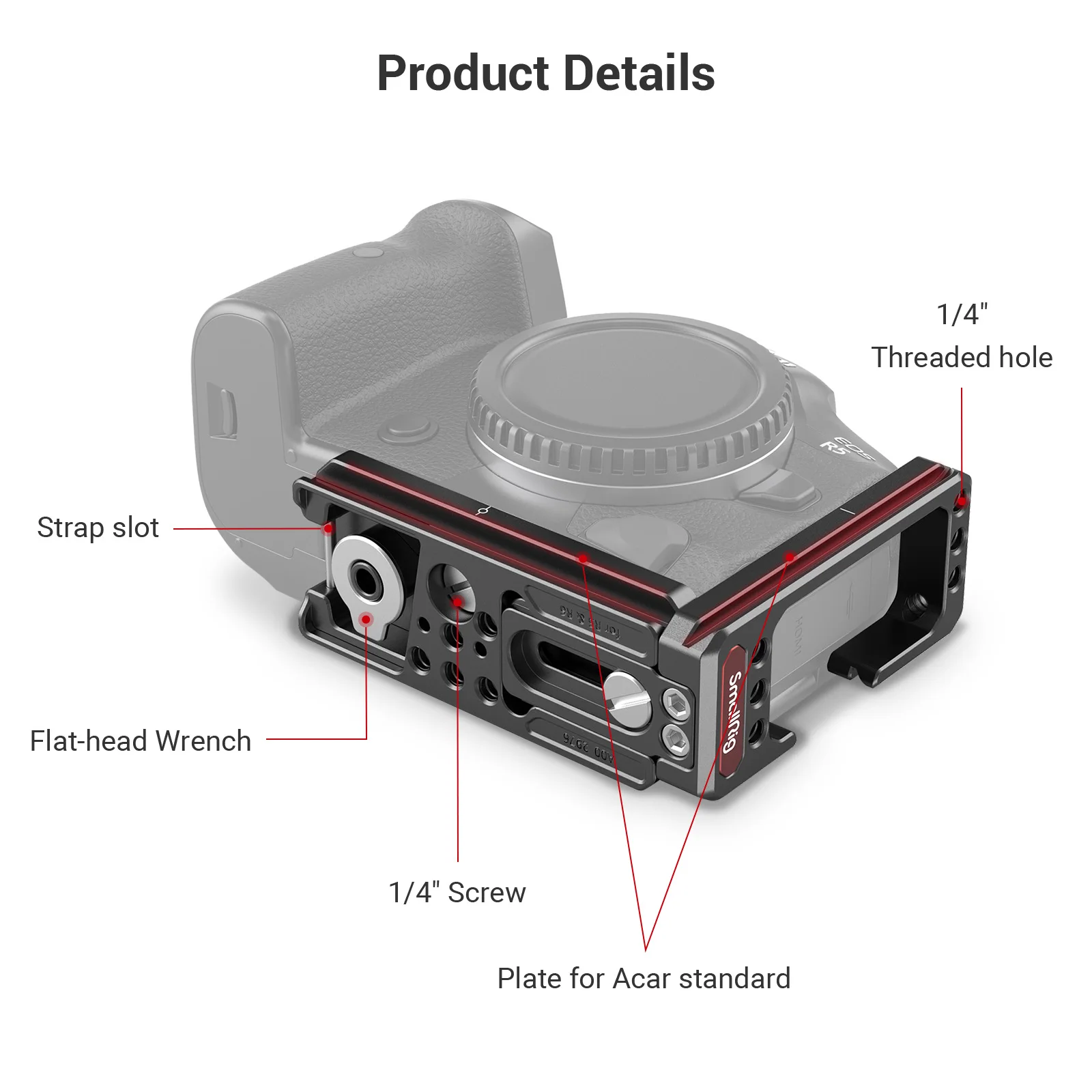 SmallRig Camera L-Bracket for Canon EOS R5 and R6 w/ Arca-Type 1/4