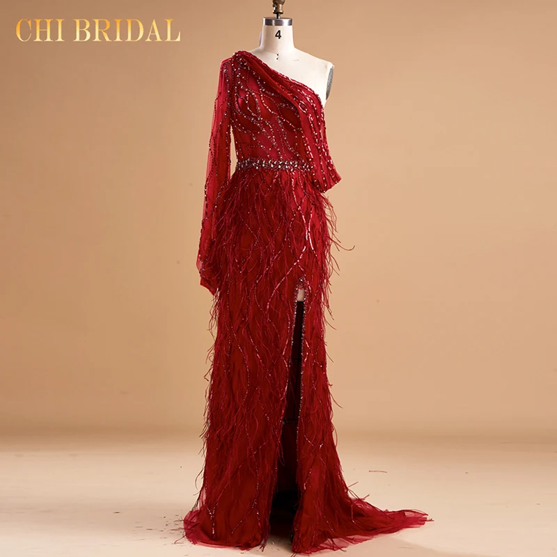『Cheap!!!』- 2021 New Sexy Red Wine Luxury One Shouder Split Evening
Dresse Gowns Women Elegant Dress Handmade Ladies Long Dress