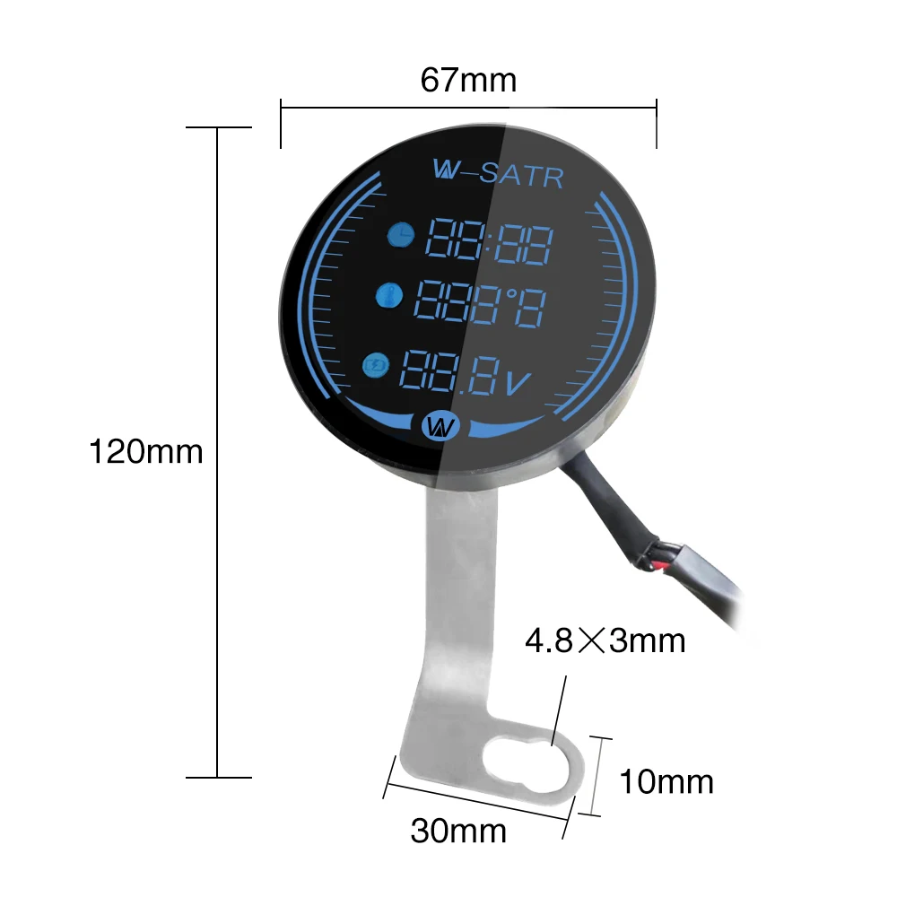 ZSDTRP водонепроницаемый измеритель ночного видения для мотоцикла светодиодный цифровой дисплей Вольтметр Напряжение Вольт Датчик температуры светодиодный индикатор времени 3 в 1
