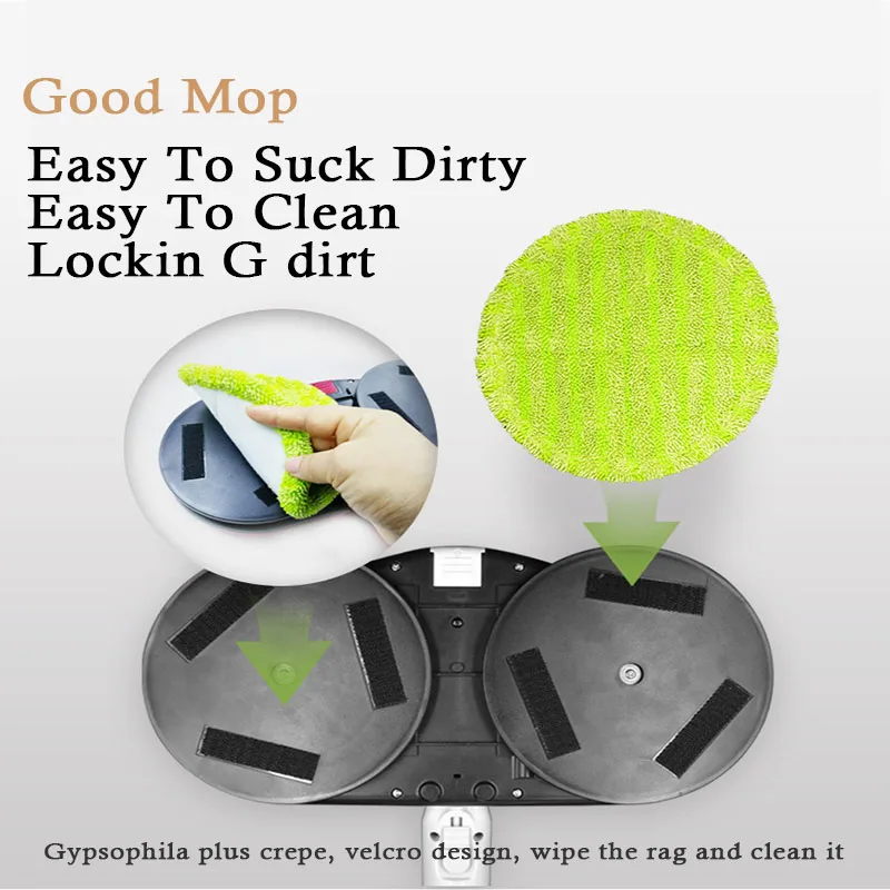 60W Electric Mop Home Automatic Intelligent Wireless Charging with Water Tank Handheld Wiper Gold