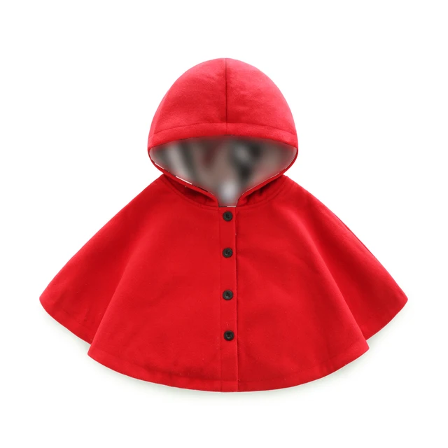 NEW winter fashion kids baby girl clothes cape pattern black red cotton hooded plaid style Coat jackets baby girls cape cloaks Red