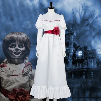 

The Conjuring Doll Annabelle Creation Long Fancy Renaissance Medieval Dress Cosplay Halloween Costume kid women Suit Horror Film
