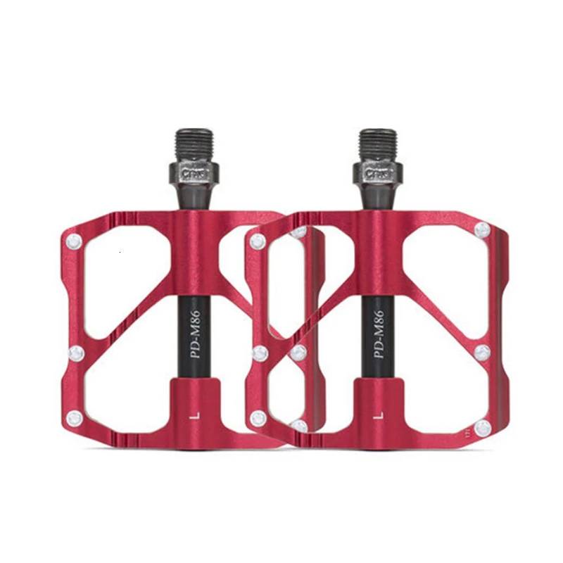 Red Black Moutain High Strength Aluminum Alloy Ultralight Anti-slip Bearing Bicycle Pedals for Mountain Road Bike Bearing Pedals Bicycle Parts - Цвет: Red Black Moutain