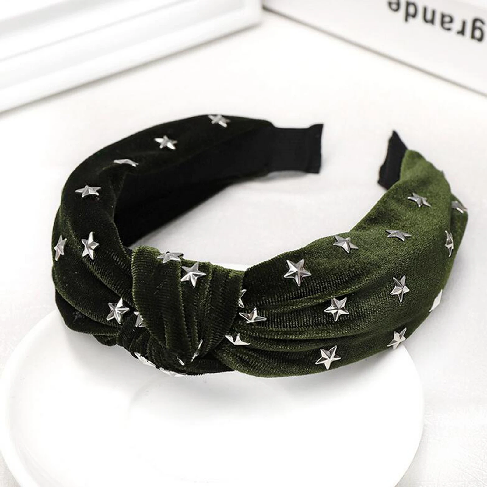 Новая мода фланелевая повязка на голову блестящая Звезда Hairband мягкий Средний обруч с бантиком Женская дикая Повседневная тюрбан Украшения для волос оптом