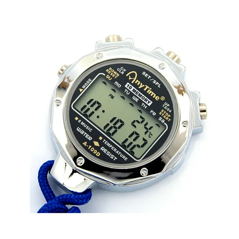 

10 memory Stop watch Digital handheld Sports Stopwatch Metal professional timer referee chronograph for Running Swimming Kitchen