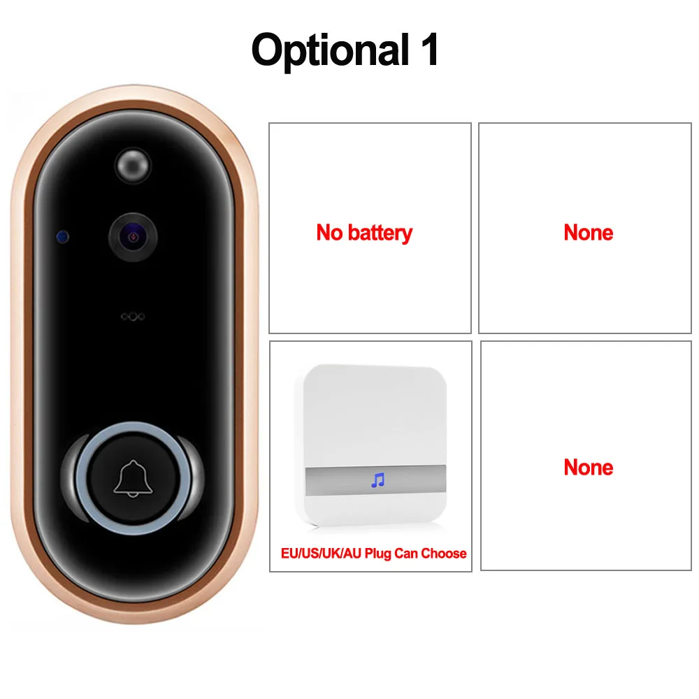 CDYCAM 1080P смарт-видео, дверной звонок беспроводная домашняя камера безопасности 2-Way Talk ночного видения PIR Обнаружение двери телефон с вилкой Chime - Цвет: Option 1