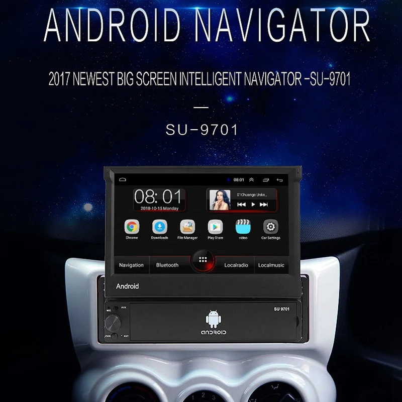 7 дюймов Android 8,1 Автомагнитола 1 Din MP5 плеер+ Wifi+ gps+ Bluetooth+ AM/FM Автомобильный мультимедийный плеер+ 4LED камера