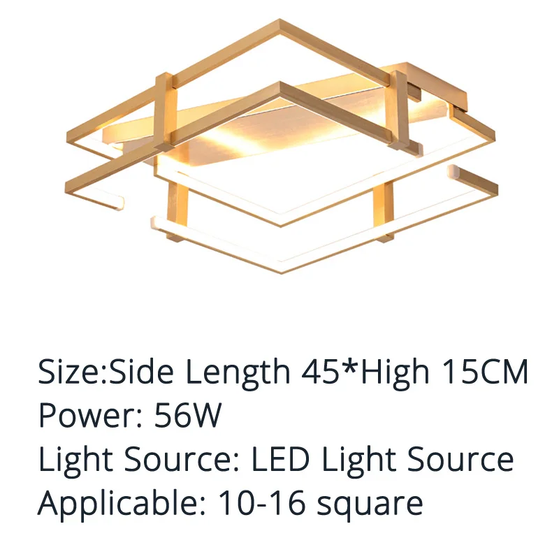 square 45x15cm Потолочные светильники Золотой корпус круглый/квадратный для спальни гостиной дистанционное управление светодиодные лампы - Цвет корпуса: square 45x15cm