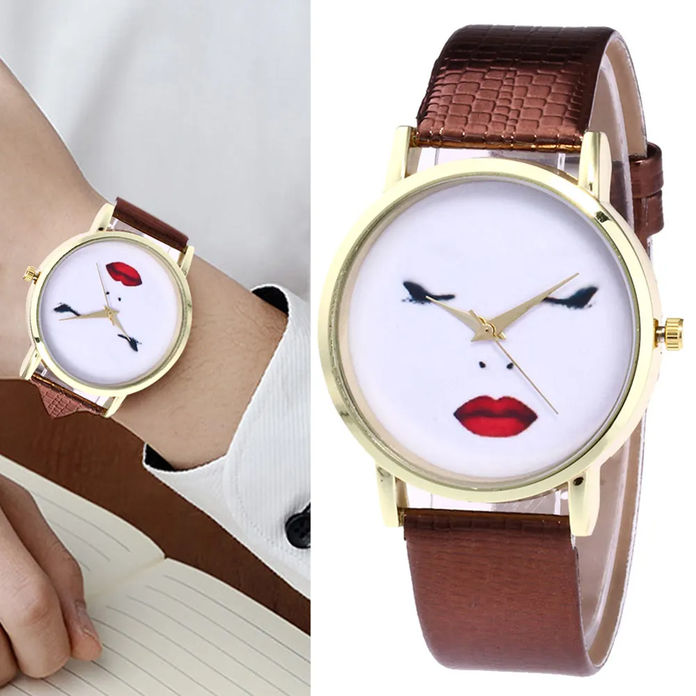 

Fashion Women Watches Cartoon Printed Round Dial Leather Strap Casual Electronic Watch Ladies Quartz Watches LL@17