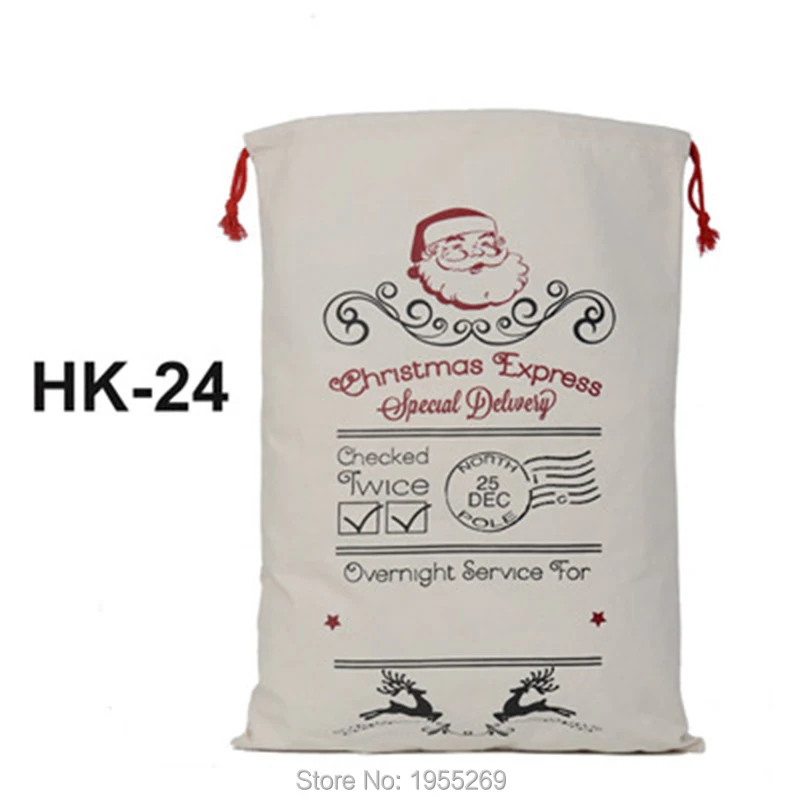Wholesale10pcs/лот мешок Санта Рождественский подарок сумки 44 видов стилей холщовый мешок сумка хлопковый с лосем Санта Клаус шнурок можно смешивать купить - Цвет: HK-24