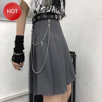 

Punk Harajuku Women Shorts Casual Cool Chic Preppy Style Grey Plaid Pleate Black Female Fashion Shorts Skirts 4XL