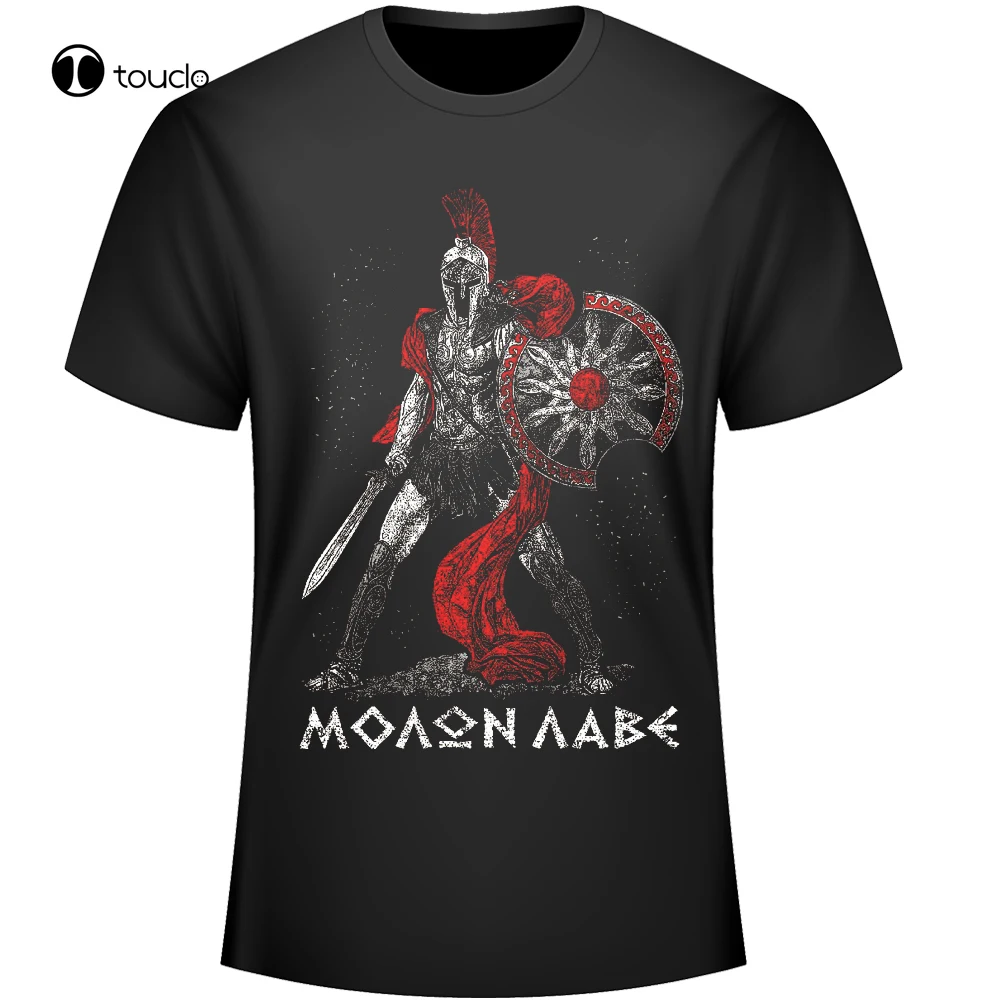 Модная дизайнерская футболка Sparta Warrior Molon Labe. Летняя Хлопковая мужская с коротким