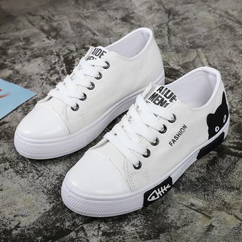 

2020 Women Flats Comfort Women Shoes Fashion Canvas Shoes Women Flats Shoes Lace Up Casual Shoes Women Sneakers Female Footwear