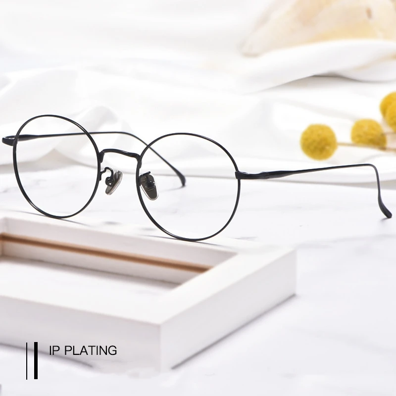Frau Reine Titan Runde Retro Brille Rahmen Voll Rahmen Myopie Gläser Männer Mode Gläser Rahmen Brillen