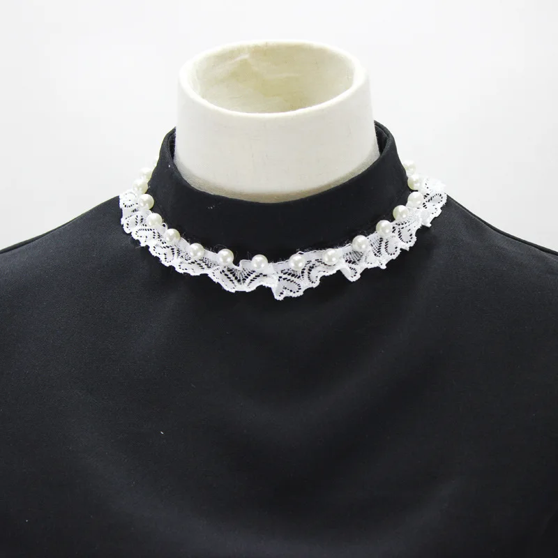 

Sitonjwly Fashion Lace Fake Collar Women Half Shirt False Collars Detachable Collar Removable Neck Tie Female Stand Nep Kraagie