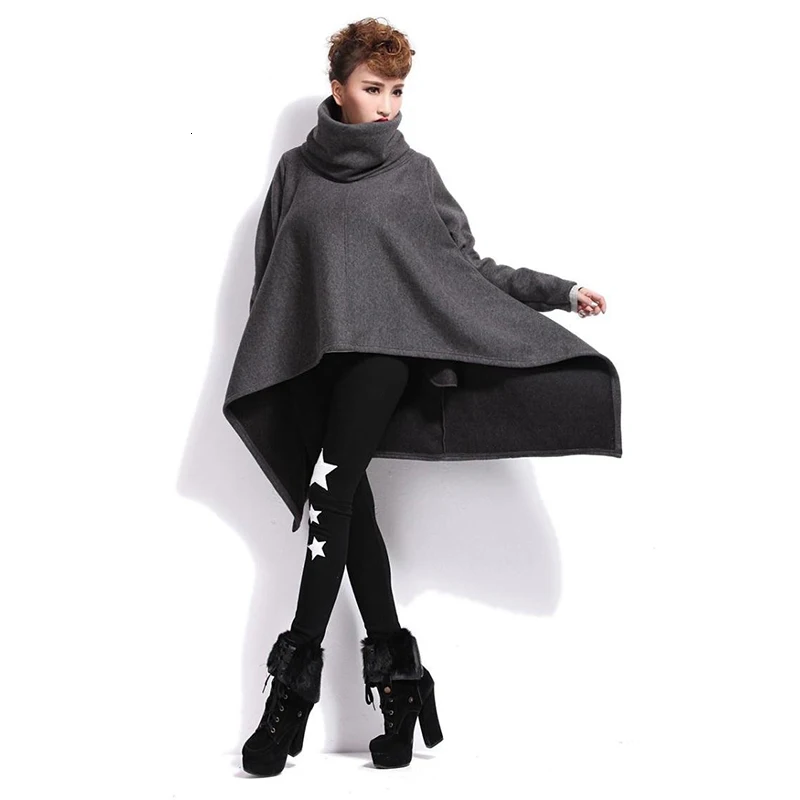 LANMREM, модная Женская толстовка с длинным рукавом, женские толстовки, Vestido, ассиметричный плюс бархатный мягкий пуловер с высоким воротником, ZF4