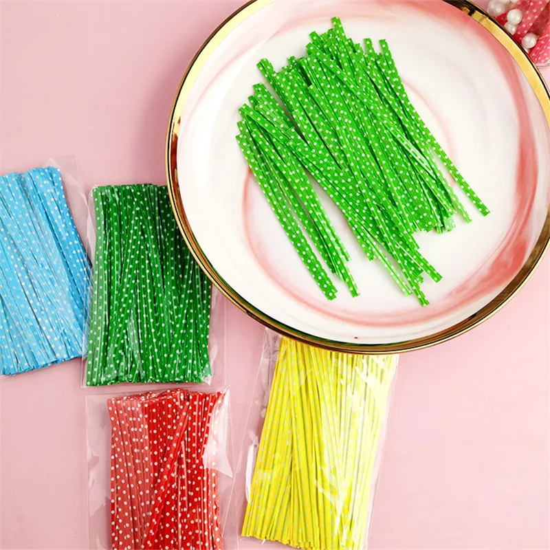100 Stück 9 cm Draht Metallic Twist Ties für Cello Candy Bag Stahl Backverpackung Ligation Lollipop Dessert Dichtungsbinder – Detail 3