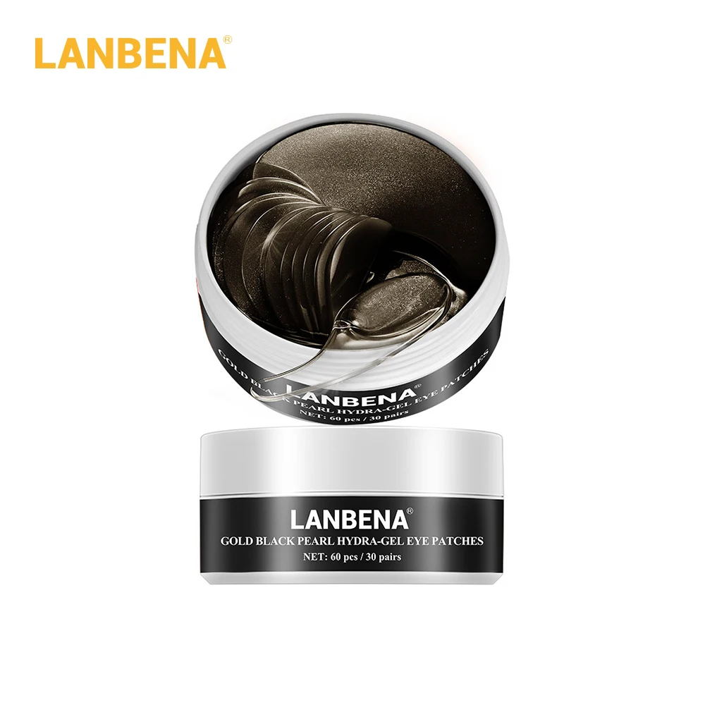 LANBENA маска для лица с золотым и черным жемчугом, коллагеновая повязка на глаза, гель для ухода за лицом, для восстановления морщин, осветления кожи, стираемая сумка для глаз, Уход за глазами, 60 шт - Цвет: GOlD BlACK PEARl