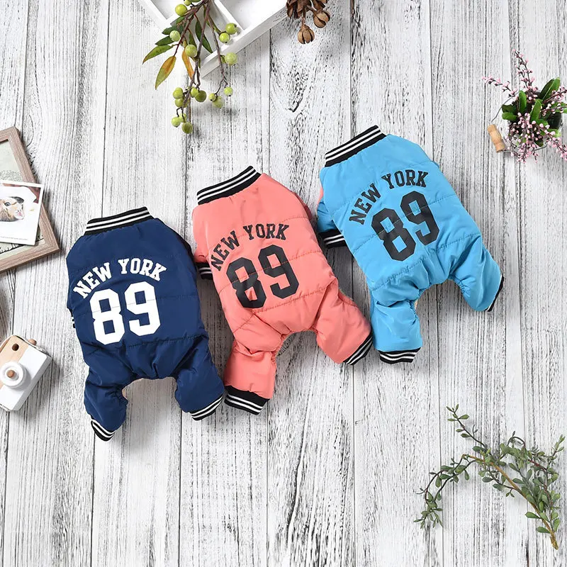 Newest Dog Clothes for Autumn and Winter Navy Blue Pink Colors Four-legged Leisure Sports Style Small Dog and Puppy Clothes