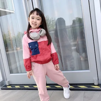 

Kids Clothing 2020 Autumn Winter New Products Girls Color Block Jacket Hooded Unisex Jacket