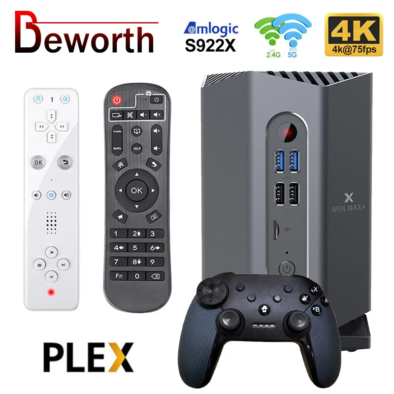 Игровая ТВ приставка A95X MAX Plus Android 9 0 Amlogic S922X 4 + 64 ГБ USB3.0 1080P H.265 4K|ТВ-приставки и