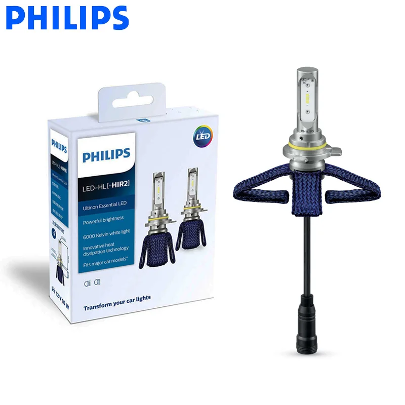 Оригинальные Автомобильные светодиодные лампы Philips H1R2 Ultinon Essential 9012 к яркий белый