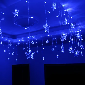 

Sale Outdoor LED Star Curtain Lights Christmas Fairy String Lights Waterproof Flashing Lights Holiday Party Wave Night Light D30
