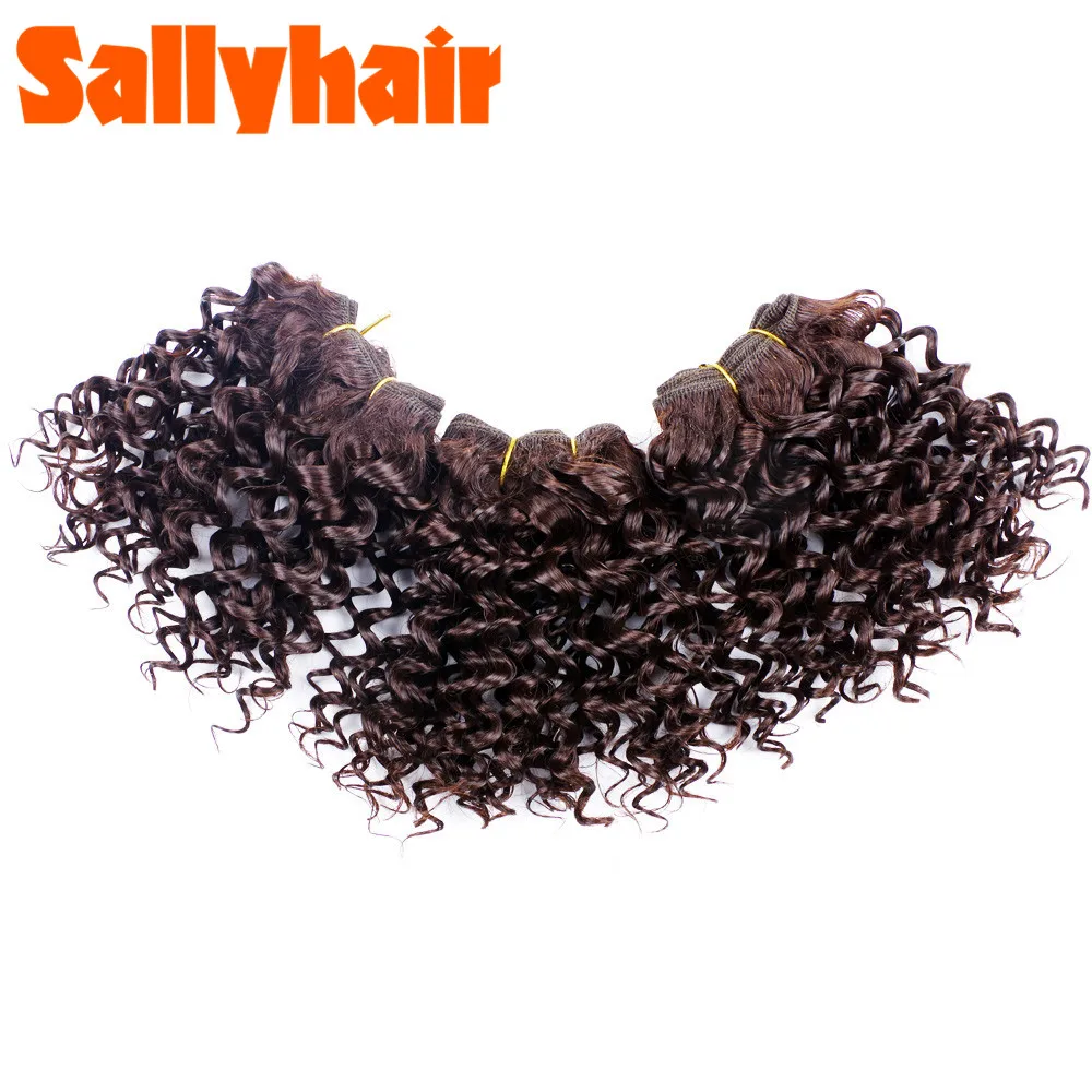 Sallyhair Ombre Color Afro Kinky Curly Crochet Hair Weave Mixed Black Burgundy Synthetic Hair Extensions 3pclot Hair Weavings  (13)