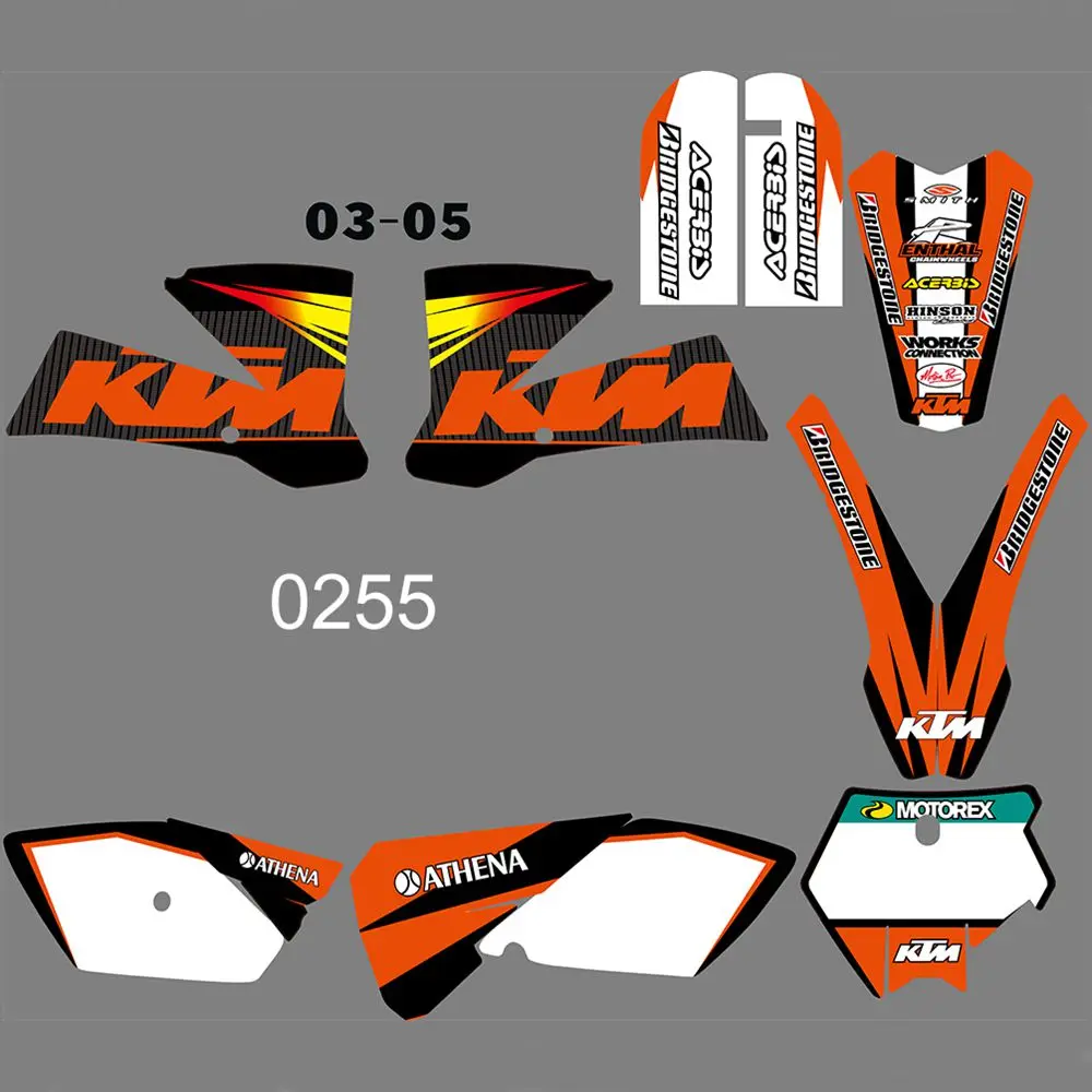 Для KTM 85 SX SX85 2003 2004 2005 Новые полные графические наклейки на заказ имя номера глянцевые яркие наклейки водонепроницаемые