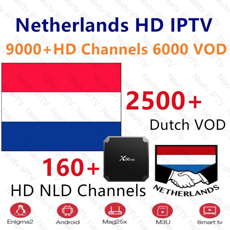 

Netherlands iptv subscription 9500+4K HD live android smart tv box tv europe dutch france spain sweden Albania m3u iptv mag pc