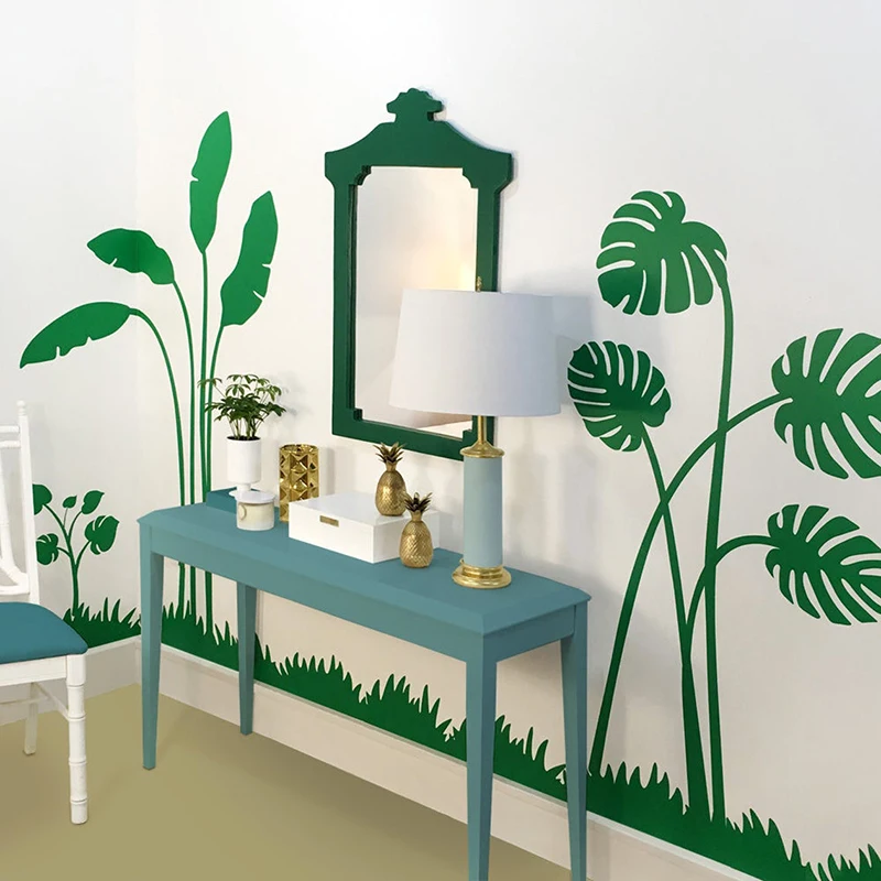 Large  Boho Palm Leaf Nature Wall Sticker Bedroom Kitchen Banana Leaf Palm and Monstera Leaves Wall Decal Kids Room Vinyl (2)