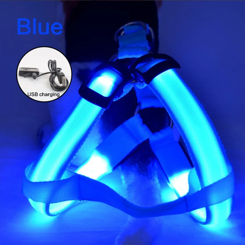 Pet Harness Dog Harness Pet Chest Harness Safety Harness USB Rechargeable Luminous No Pull LED Light
