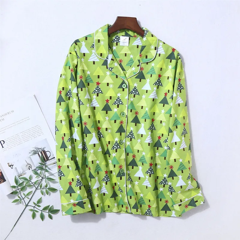 Pure-Cotton-Women-Pajamas-Set-Funny-Christmas-Tree-Print-Pyjama-Home-Femme-Winter-Warm-Sleepwear-Big