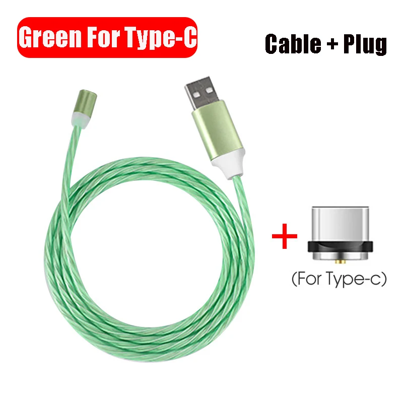 Магнитный кабель 1 м Micro usb type C для быстрой зарядки Micro usb Магнитный зарядный кабель для iphone XS 11 Pro Max кабели для мобильных телефонов - Цвет: Green For Type C