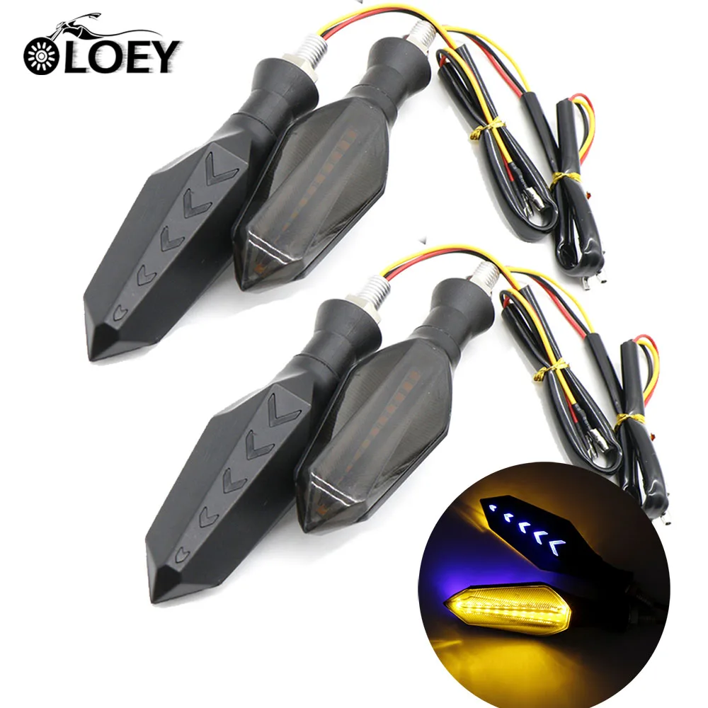 12V M otorcycle течет поворотники свет Светодиодная стрелка мерцающий индикатор гибкий Задний сигнальный фонарь
