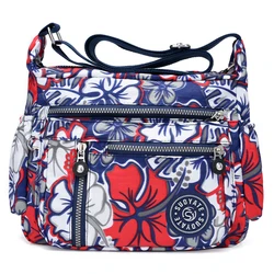 Brand High Quality Flowers Shoulder Bags Rural style Waterproof Nylon Messenger Bags Large Capacity Lady's Cloth Crossbody Bag