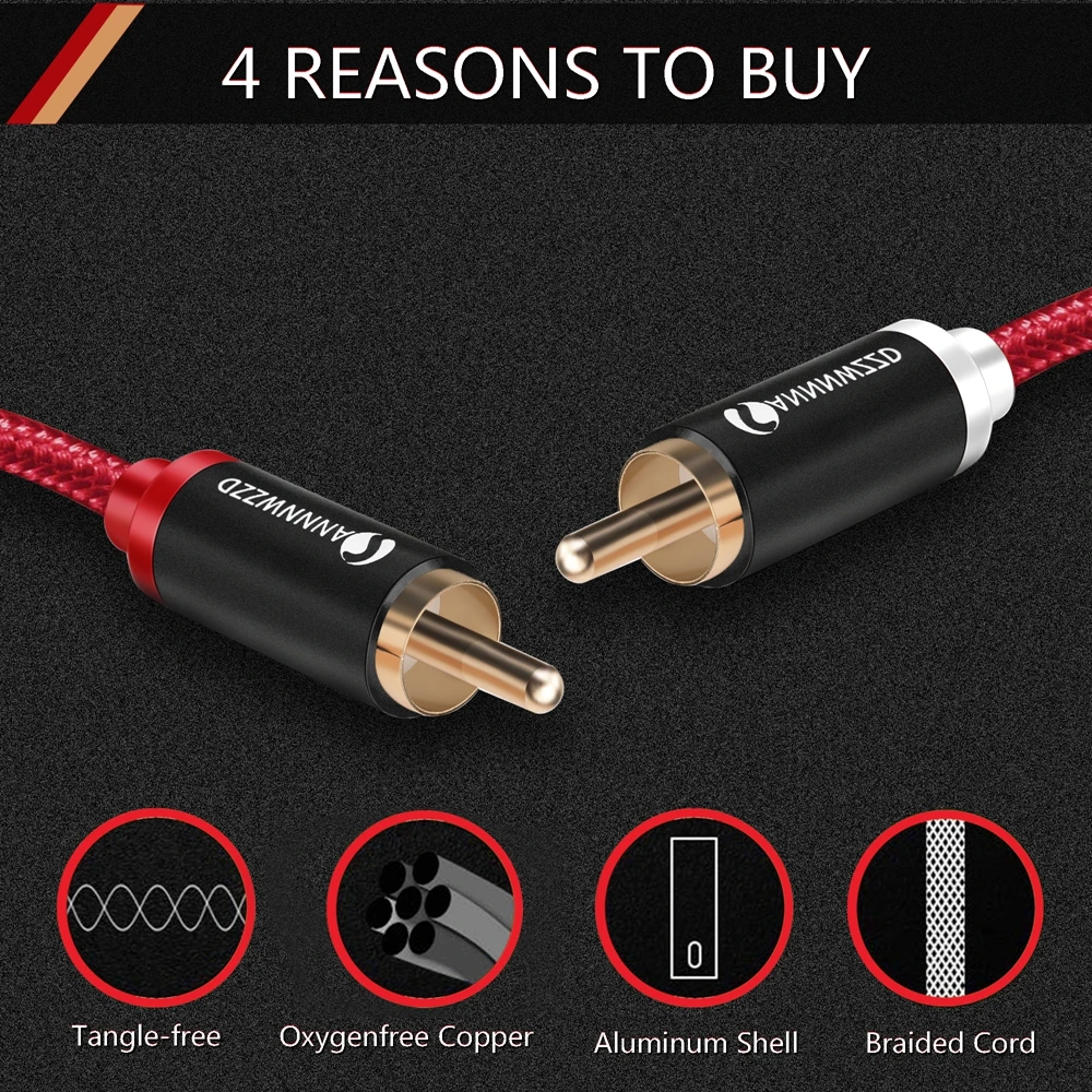 RCA Cable 2RCA to 2RCA Male to Male Audio Cable OFC AV Audio Cable 10m for Home Theater DVD TV Amplifier CD Soundbox 2RCA Cable