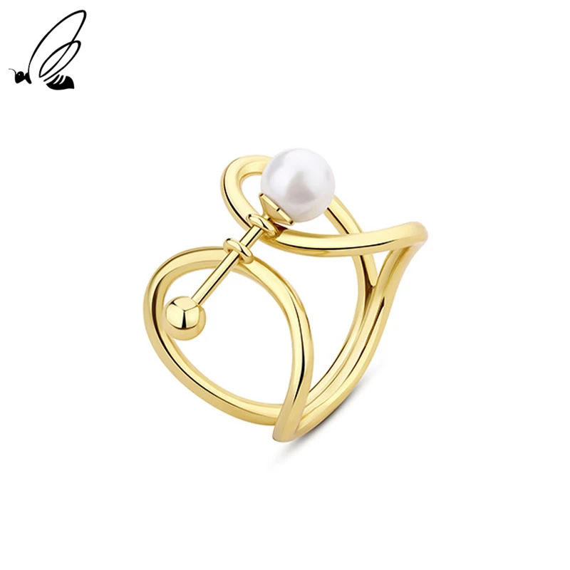Корейские Оригинальные Регулируемые кольца с искусственным серебряным жемчугом