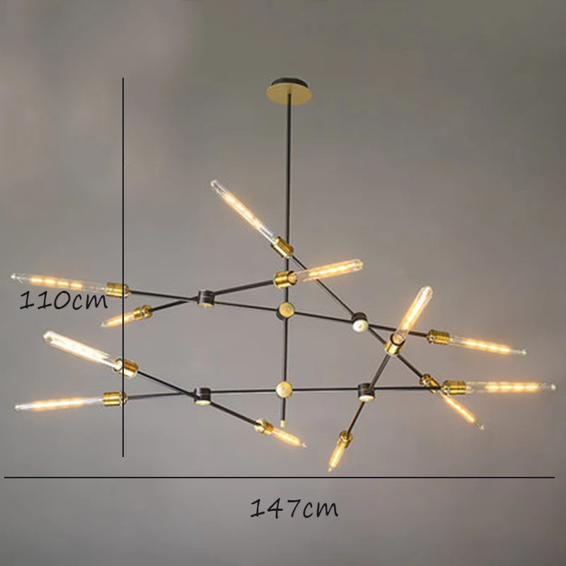 147CMX110CM Винтажный стеклянный Железный светодиодный подвесной светильник освещение промышленный подвесной светильник столовая гостиная прикроватная Спальня бар Лофт подвесной светильник - Цвет корпуса: 147CMX110CM