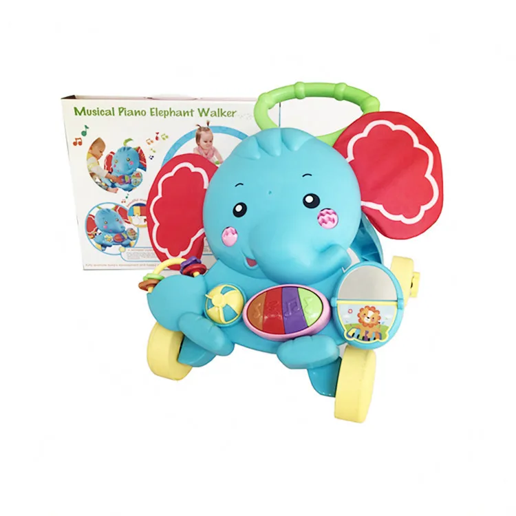 

Infant Multi-functional Small Elephant Baby Walker Cart Anti-Falling Light Music Car Cross Border Amazon Toy