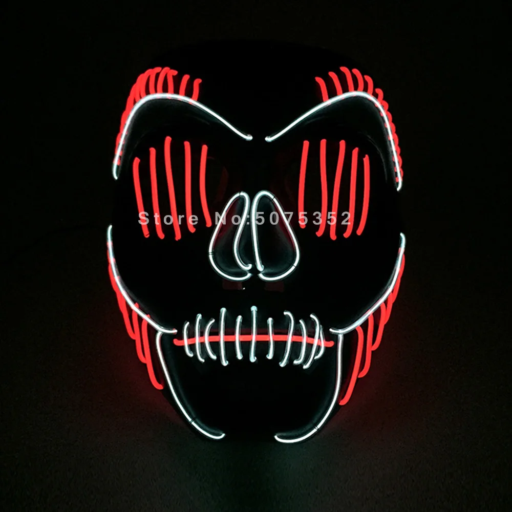Популярная многоцветная светодиодная маска для лица ужаса, светильник EL Cold, маска Джокера, неоновая гримаса, маска для Хэллоуина, украшение дома с привидениями