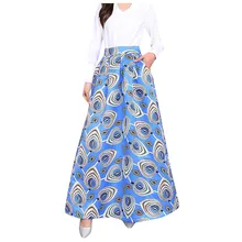 Женские юбки с принтом, Повседневная плиссированная юбка макси с высокой талией, элегантная длинная юбка с эластичной резинкой на талии, Тонкая Повседневная пляжная юбка Faldas@ 35