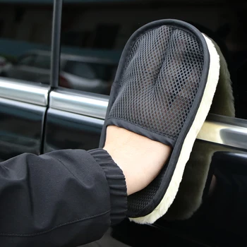 

TIOODRE New Wool Car Washing Gloves Cleaning Brush Soft Wash Mitt Motorcycle Washer Care Reusable High Density Car Clean Glove