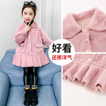 

2019 girl kids sweet coat fake fur girls children ruffles winter coats jackets