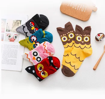

Spring and summer new cartoon ladies cotton socks owl cute cartoon three-dimensional tube animal women socks