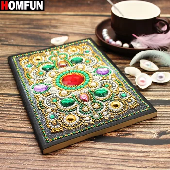 

HOMFUN A5 Notebooks 5D DIY Diamond Painting Special Shape Diary Book Diamond Embroidery "Mandala flower " Rhinestones Decor Gift