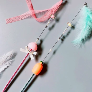 

2PCS Funny Cat Stick Set Retractable Handmade Funny Cat Stick Feather Ribbon Bunny